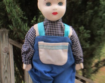 Bald Girl Doll, Hand Painted Face, Crazed Ceramic, Zombie Halloween Decor