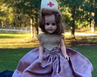 Creepy Nurse Doll Sleepy Eye Taffeta Dress DIY Zombie Makeover