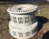 Salvaged Plant Stand Kerosene Heater Bottom White Washed Iron Stand Farmhouse Inspired Fixer Upper Style Industrial Chic Repurpose Decor