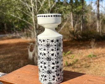 Black and White Candleholder Figgjo Flint Norway Scandinavian Decor Very Pretty Classic Design