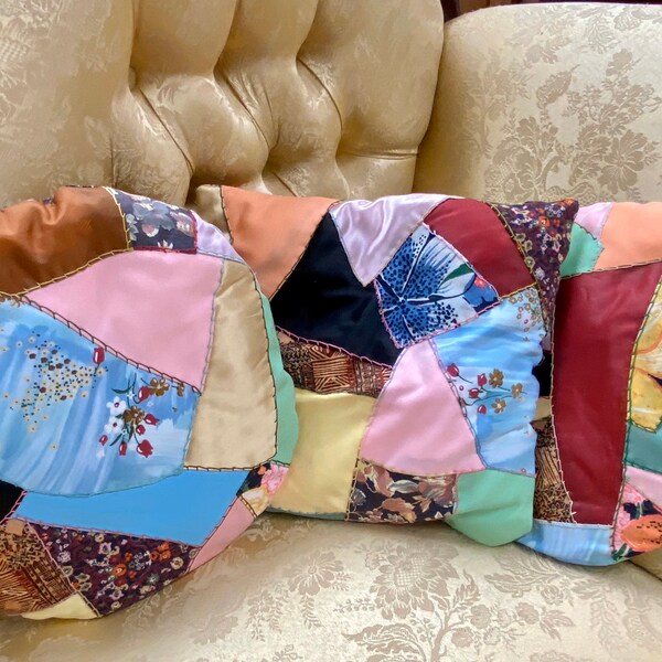 Crazy Quilt Pillows Etsy