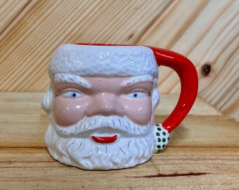 Kitschy Santa Face Mug Shabby Chic Christmas Decor