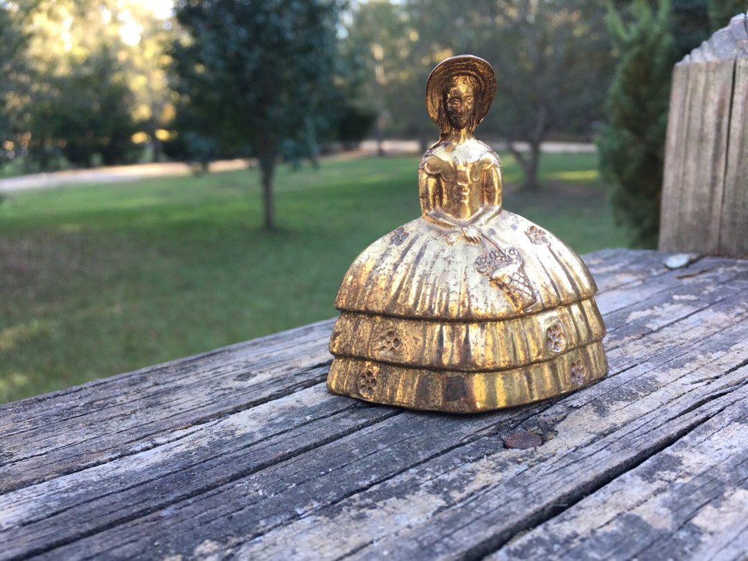 Brass Southern Belle Lady Bell, Made in England, Victorian Lady Brass