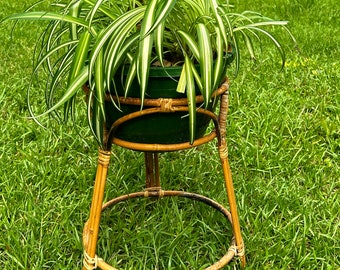 Rattan Plant Stand Bamboo Plant Stand Planter Pot Holder Boho Chic Sun Porch Decor Beach Home