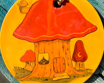 Mushroom Key Chain Swinging Seventies Fun Gift Perfect for the Gallery Wall