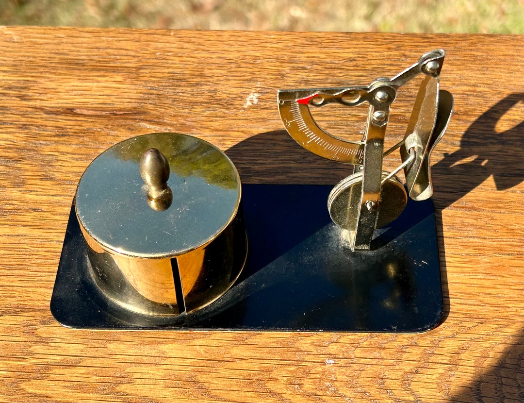 Brass Postage Stamp Roll Holder With Weight Scales Great Combo Etsy