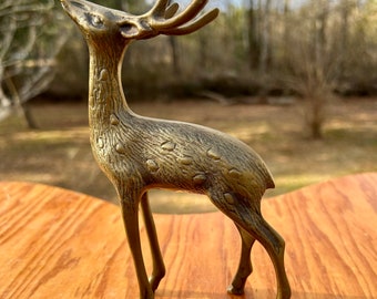 Brass Deer Figurine Mid Century Christmas Decoration