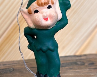 Green Pixie Ornament Standing Pixie Elf Figurine Farmhouse Christmas Inspired Tiered Tray Decor Holiday Sprite Festive