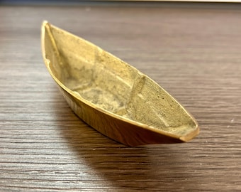 Vintage Brass Boat Figurine Nautical Brass Office Paperweight Fishermancore