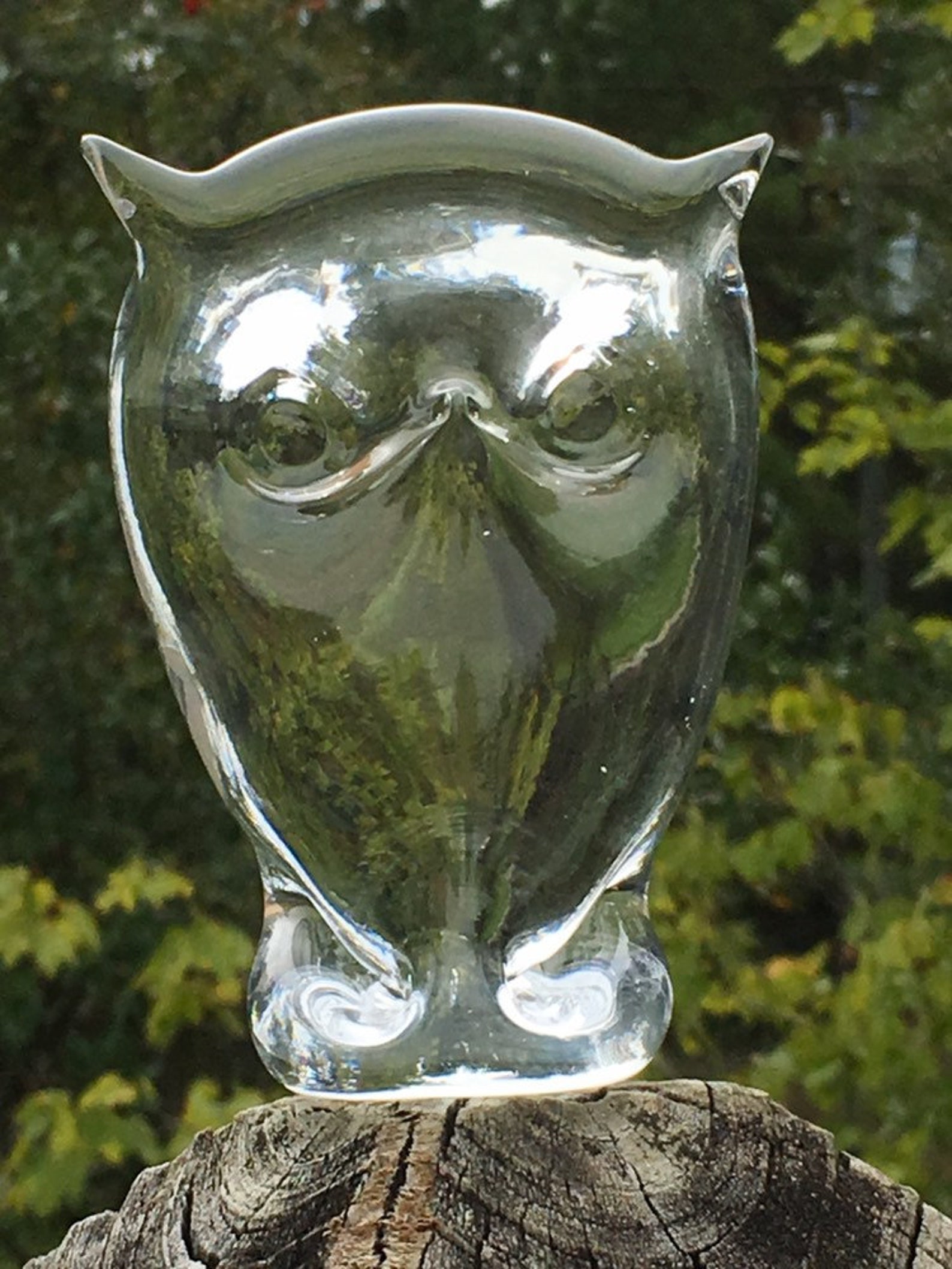 Modern Glass Owl Clear Glass Owl Figurine Owl Statue Retro Etsy