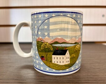 Warren Kimble 1999 America the Beautiful Coffee Cup White House Mug Farmhouse Inspired Coffee Bar or Coffee Station Decor Patriotic