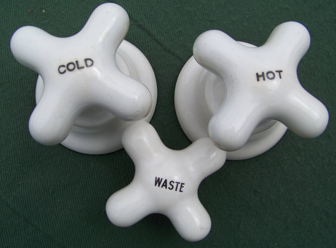 Vintage White Porcelain Bathroom Kitchen Faucet Handles with Etsy