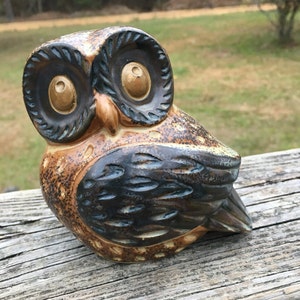 Vintage Big Eye Owl Figurine Price Import Japan Pottery Decor