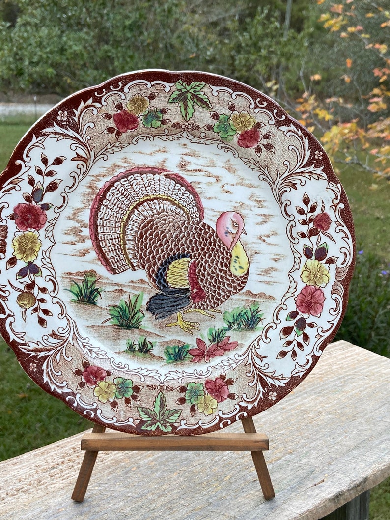Beautiful Turkey Plate Thanksgiving Dinner Plate Decorative Etsy