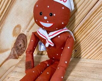 MISTER Salty Brown Pretzel Sailor Doll Vintage NABISCO Advertising Collectible 11" Stuffed Plush Toy Russ Berrie