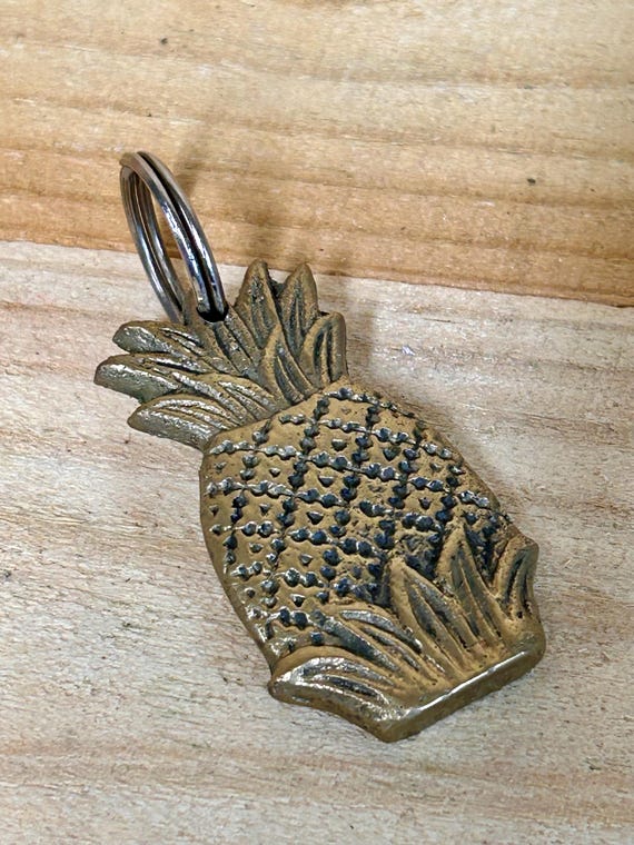 Brass Pineapple Key Ring Key Chain Backpack Charm… - image 1