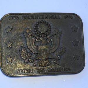 Solid Brass Bicentennial Belt Buckle, Vintage 1776-1976 Spirit of America Belt Buckle, Patriotic Belt Buckle, Hippie Boho Chic, Guy Gift