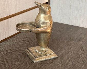 Vintage Penguin Butler Candle Holder Tarnished Restoration Hardware