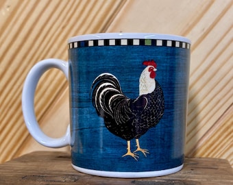 Warren Kimble Black Chicken Coffee Mug Folk Art Farmhouse Decor