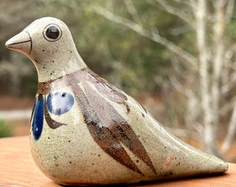 Tonala Mexico Pottery Bird Figurine or Statue Hand Painted Beautiful Colors Farmhouse Inspired Tiered Tray Decor