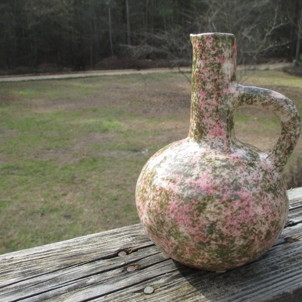 Clinchfield Artware Pottery Jug Ewer Vase Erwin TN Pottery Speckled Green Pink Primitive Country Farmhouse Inspired tiered Tray Decor