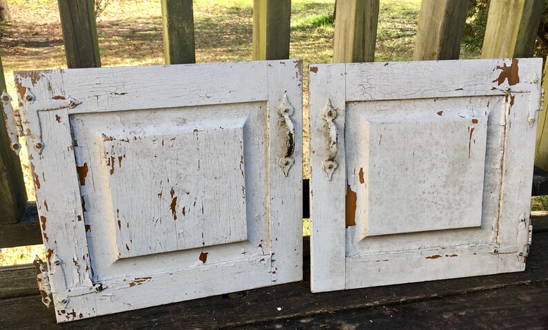 Vintage White Cabinet Doors White Very Chippy Paint Finish Etsy