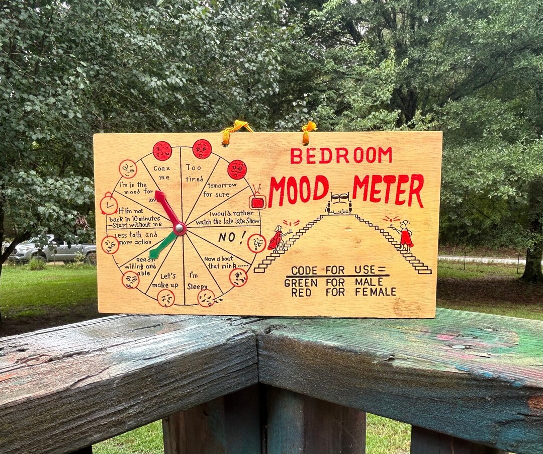 Bedroom Mood Meter Wood Sign Vintage Funny Kitschy Novelty Sign Road ...