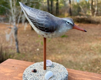 Hand Painted Carved Wood Sea Bird Beach Home Modern Farmhouse