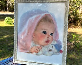 Framed Charmin Baby Print Frances Hook American Beauties Series