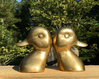 Brass Duck Head Bookends Decorative Home Office Decor Mid Century Brass Hollywood Regency Farmhouse Inspired Brass Book Ends Duck Hunter