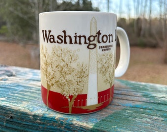 Starbucks Coffee Mug Washington DC Global City Icon Series Collectible Coffee Cup 16 oz  Red Interior Farmhouse Inspired Coffee Bar Decor