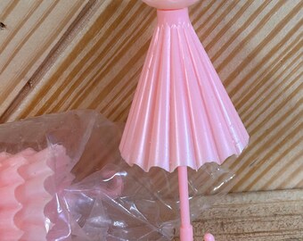 Vintage Plastic Umbrellas Yellow Pink Parasols Cake Toppers Party Favors Mid Century New Old Stock Unused Original Package
