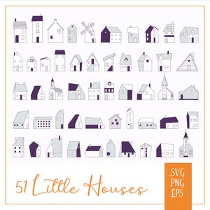 51 Little Houses svg boundle, house outline, simple modern houses design