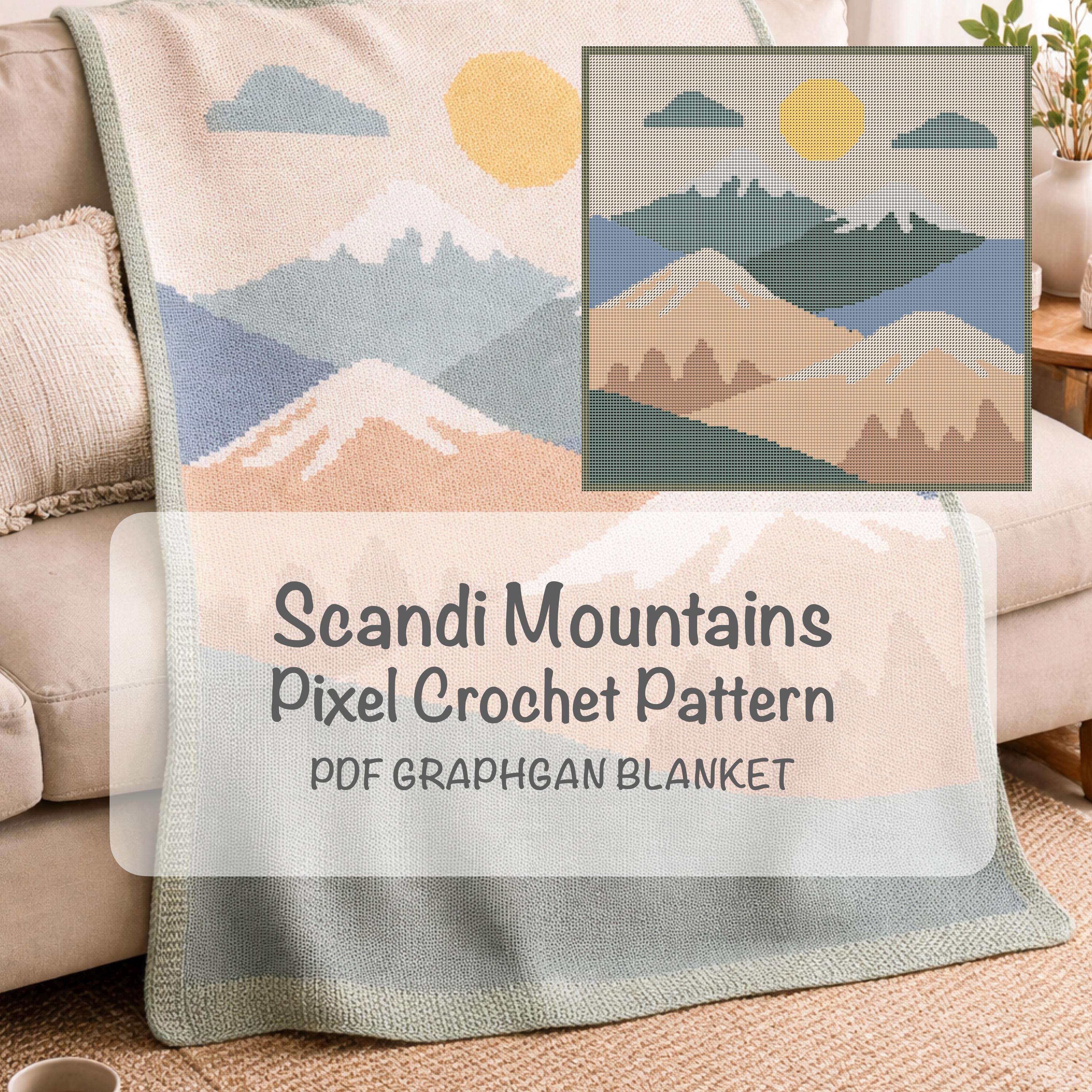 30 Pixel Crochet Patterns for Bold Colorwork, Blankets, Bags, and Amigurumi 11 Scandi Mountains Crochet Blanket