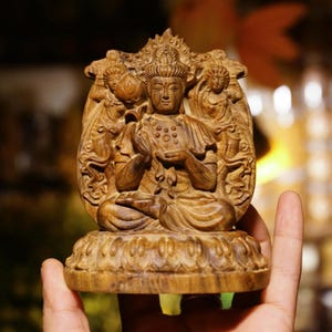 9x7x12cm Amitabha Bodhisattva Statue, Handcrafted Buddha Sculpture, Spiritual Home Decor