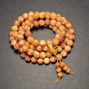 108 8mm Bead Dragon Blood Wood Mala, Authentic Buddhist Prayer Beads, Handcrafted Meditation Necklace