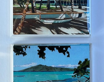 2 different sets of Maui notecards. 8 different images in each set. Cards are blank on the inside.