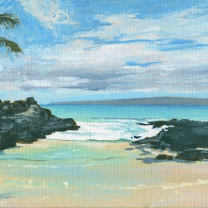 Makena secret beach Maui Hawaii matted beach wall art print 11x14