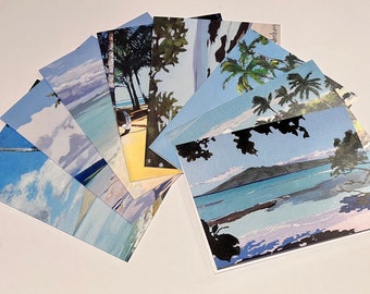 Maui notecard set of 8 blank on the inside & envelopes. Made In Maui. Note:there are 2 different notecard sets listed. Each set is different