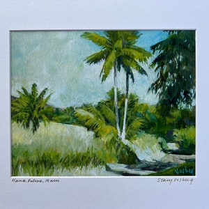 Hana Palms, Maui, Hawaii art reproduction giclee print titled and signed in gold ink