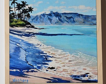 NEW WOOD PRINTS!!!  "Stable Road Beach, Maui" art reproduced on wood