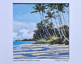 Kihei beach, Maui, Hawaii 12 x 12 matted art print