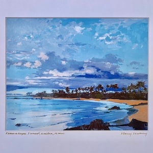Maui beach sunset art print Keawakapu Beach Sunset, Wailea, Maui