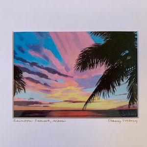 Maui beach sunset art print Rainbow Sunset