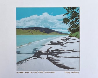 Art print “Lahaina breakwall beach” 12 x 12 matted art print ready to frame