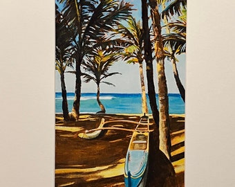 Mamas Fish House Restaurants outrigger canoe, 11x14 matted and signed art print