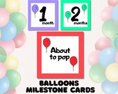 Vibrant Balloons Baby Milestone Cards Printable, Monthly Photo Props, Digital Download