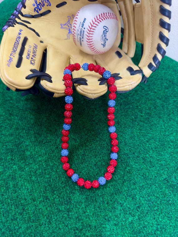 Fire and Ice Inspired Baseball Sports Drip Rhinestone Beaded