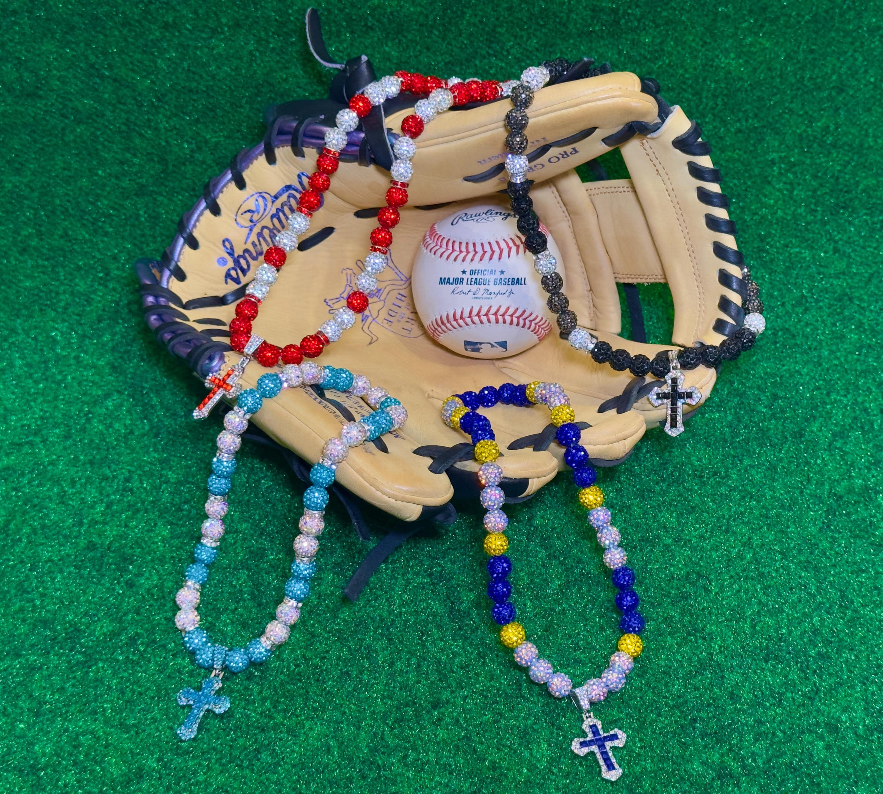Custom Rhinestone Beaded Baseball Softball Sports Necklace: Blingy