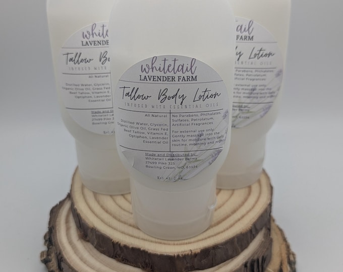 Tallow Body Lotion: All-Natural Lavender Infusion - 2oz Travel Size